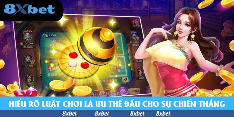 Bàn xóc đĩa online dạng hoạt hình với chiếc bát vàng sọc đen nhấc lên khỏi đĩa có quân vị đỏ trắng, xung quanh là ảnh đại diện người chơi