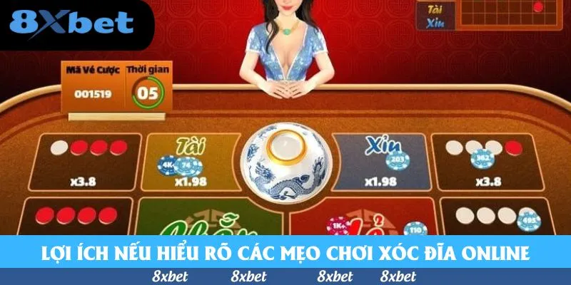 Bàn xóc đĩa có dealer hoạt hình, ô Tài và Xỉu ghi x1.98, các ô cửa 3-1 ghi x3.8 và đồng hồ đếm ngược đặt cược