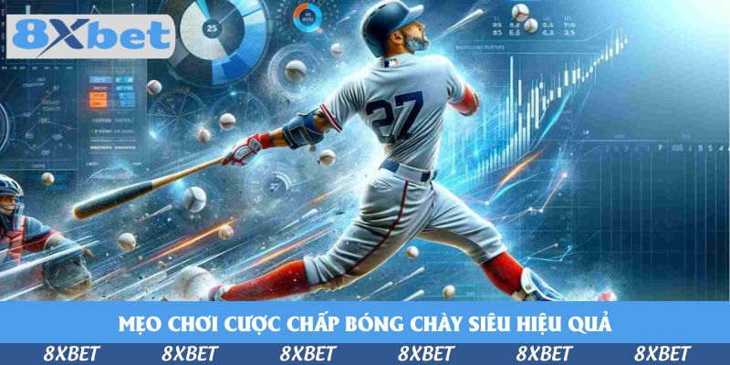 Cầu thủ bóng chày áo số 27 vung gậy giữa nền biểu đồ số liệu, minh họa phân tích cược chấp bóng chày