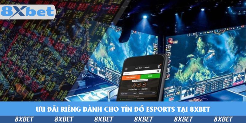 Điện thoại hiển thị ứng dụng kèo esports với hai mục Upcoming và Live đặt trước màn hình lớn của một giải đấu