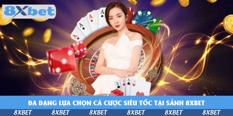 Lá bài Át, xúc xắc đỏ và vòng quay roulette cho các game cá cược siêu tốc tại 8XBET
