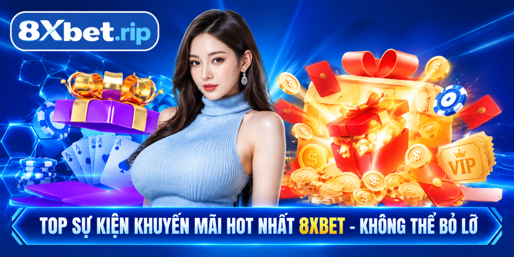 Banner khuyến mãi 8xbet với các chương trình ưu đãi dành cho người chơi
