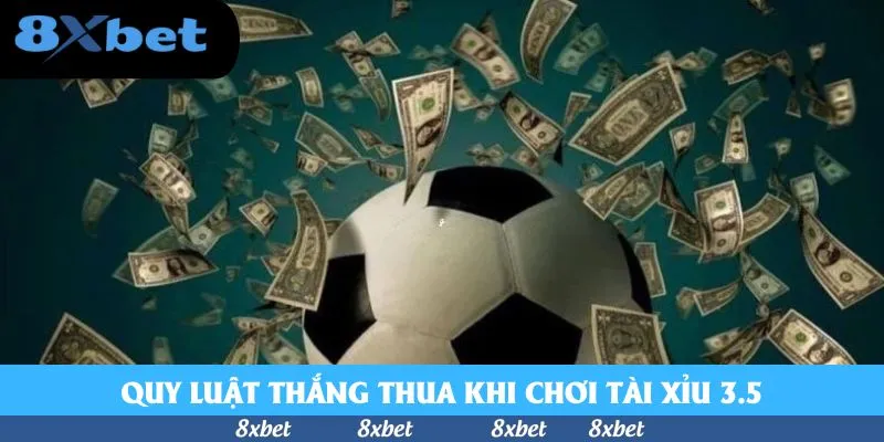 Quả bóng đá đen trắng giữa những tờ tiền bay trên nền xanh đậm