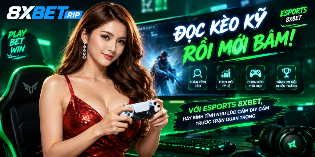 Tay cầm chơi game màu trắng được chiếu ánh đèn xanh lá trên nền tối