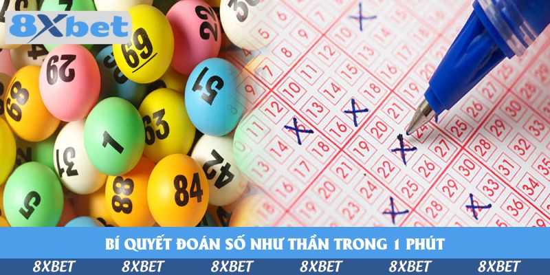 Bóng số nhiều màu bên cạnh phiếu dò số kẻ ô đỏ có các số được đánh dấu X bằng bút bi xanh