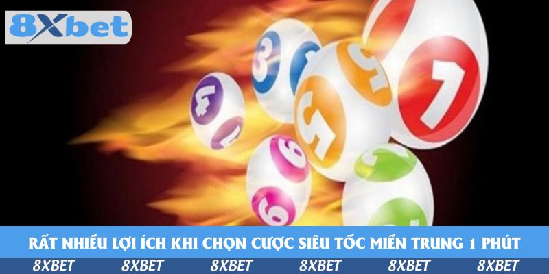 Các bóng số trắng viền màu bay kèm vệt lửa trên nền đen, minh họa tốc độ của xổ số miền Trung 1 phút