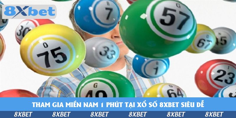 Người đàn ông áo sơ mi kẻ đứng sau nhiều bóng số bay lơ lửng như 33, 57 và 75, minh họa xổ số siêu tốc